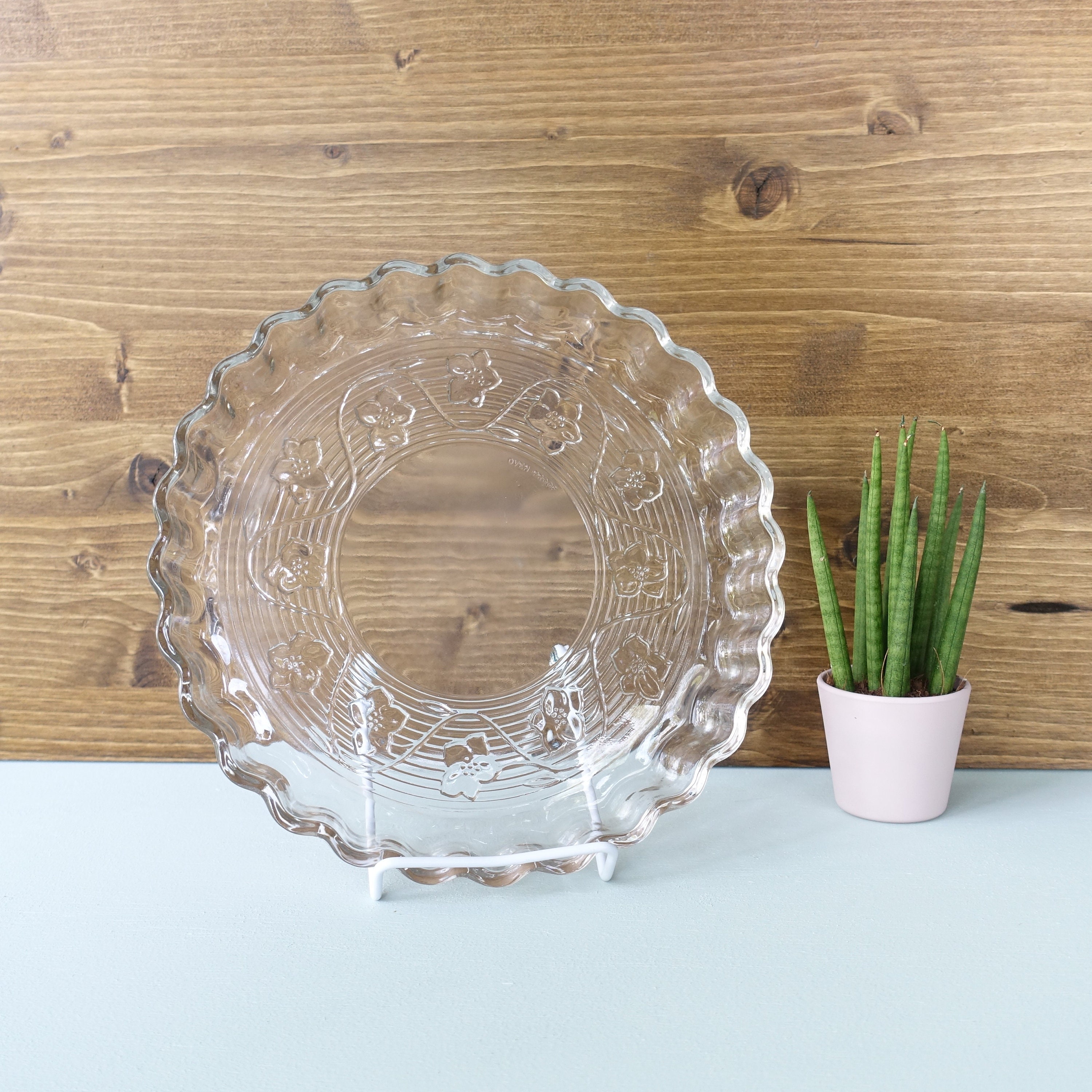 Quiche Pan Floral Glass Vintage Pan Vintage Fluted Clear Tart Pan Home