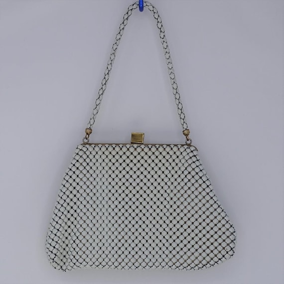 1960s Whiting & Davis White Mini Mesh Bag. Vintage