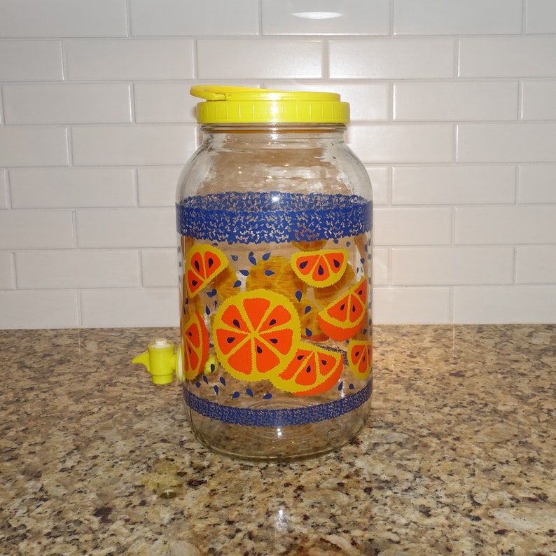Sun Tea Jar Colorful Citrus Iced Tea Dispenser Vintage One Etsy