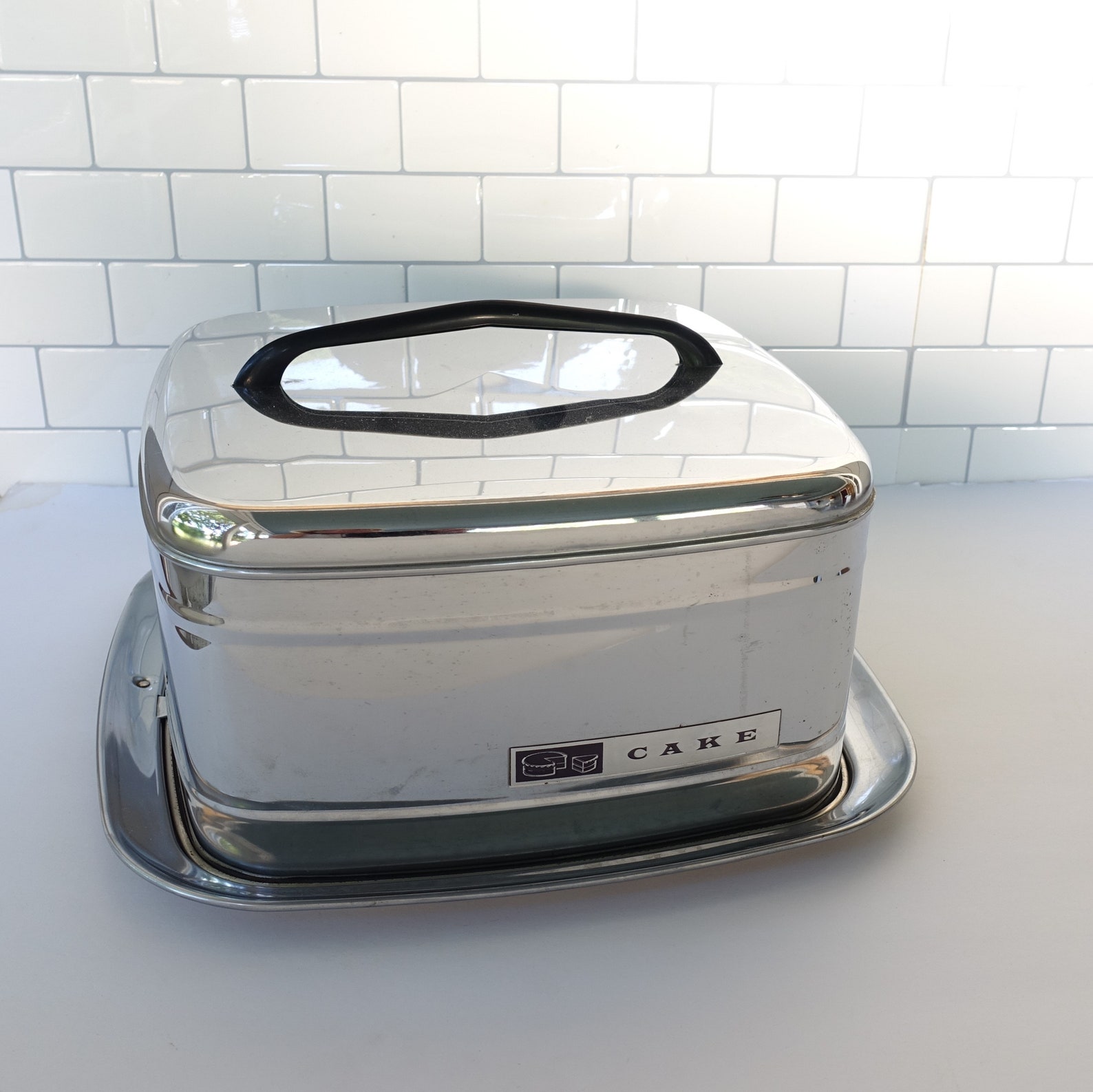 Square Cake Carrier Vintage 1950s Chrome Cake Holder with Etsy