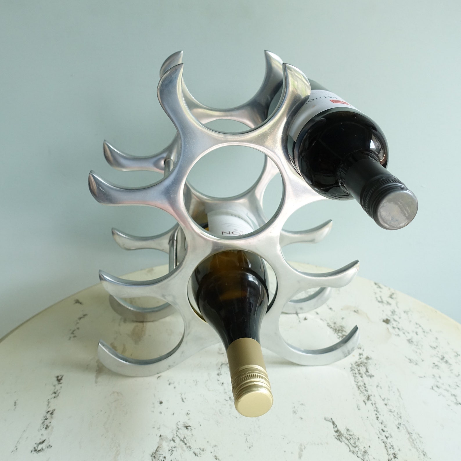 Countertop Aluminum Wine Rack Holds 9 Bottles Vintage Etsy