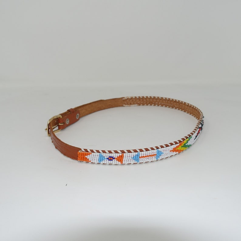 Vintage Skinny Beaded Ceinture en cuir Indien dAmérique Etsy