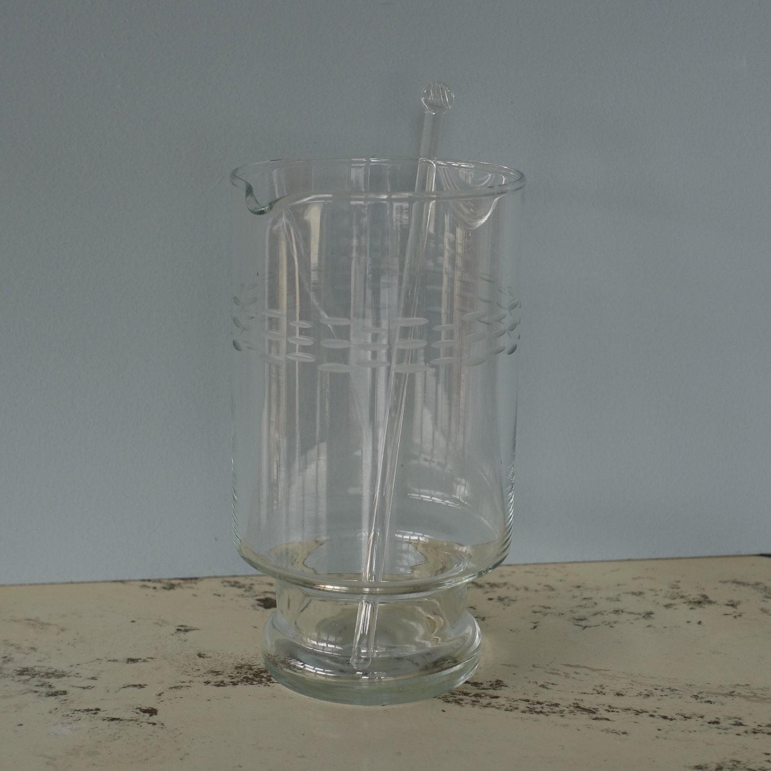 Cocktail Mixer Etched Glass Cocktail Pitcher With Glass Etsy