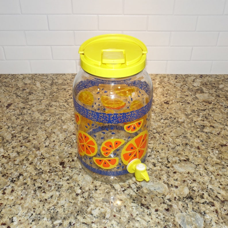 Sun Tea Jar Colorful Citrus Iced Tea Dispenser Vintage One Etsy