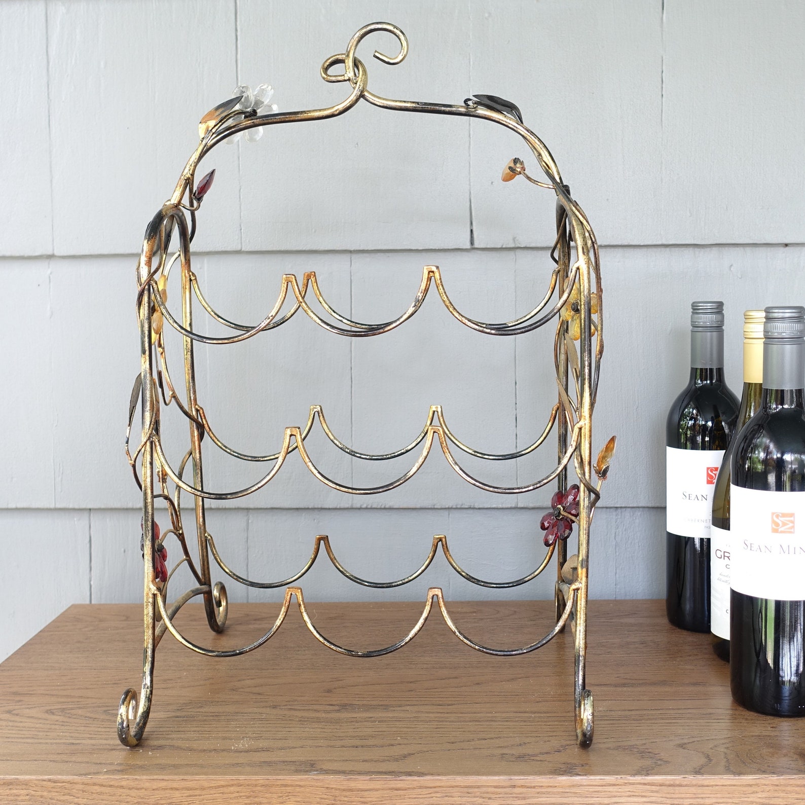 Countertop Gold and Black Metal Wine Rack Vintage Wine Rack Etsy