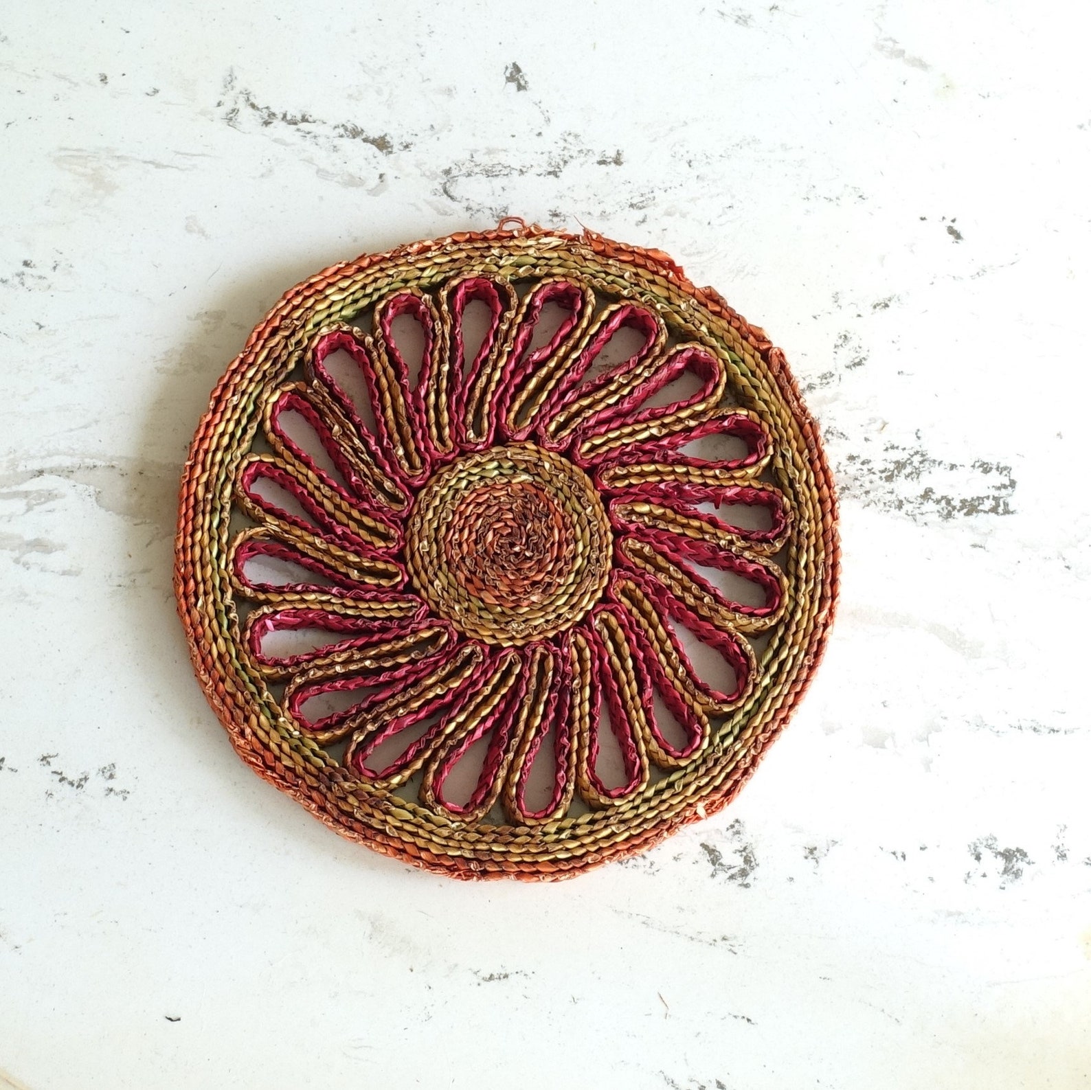 Vintage Straw Trivets Mismatched Geometric 1970's Boho Etsy