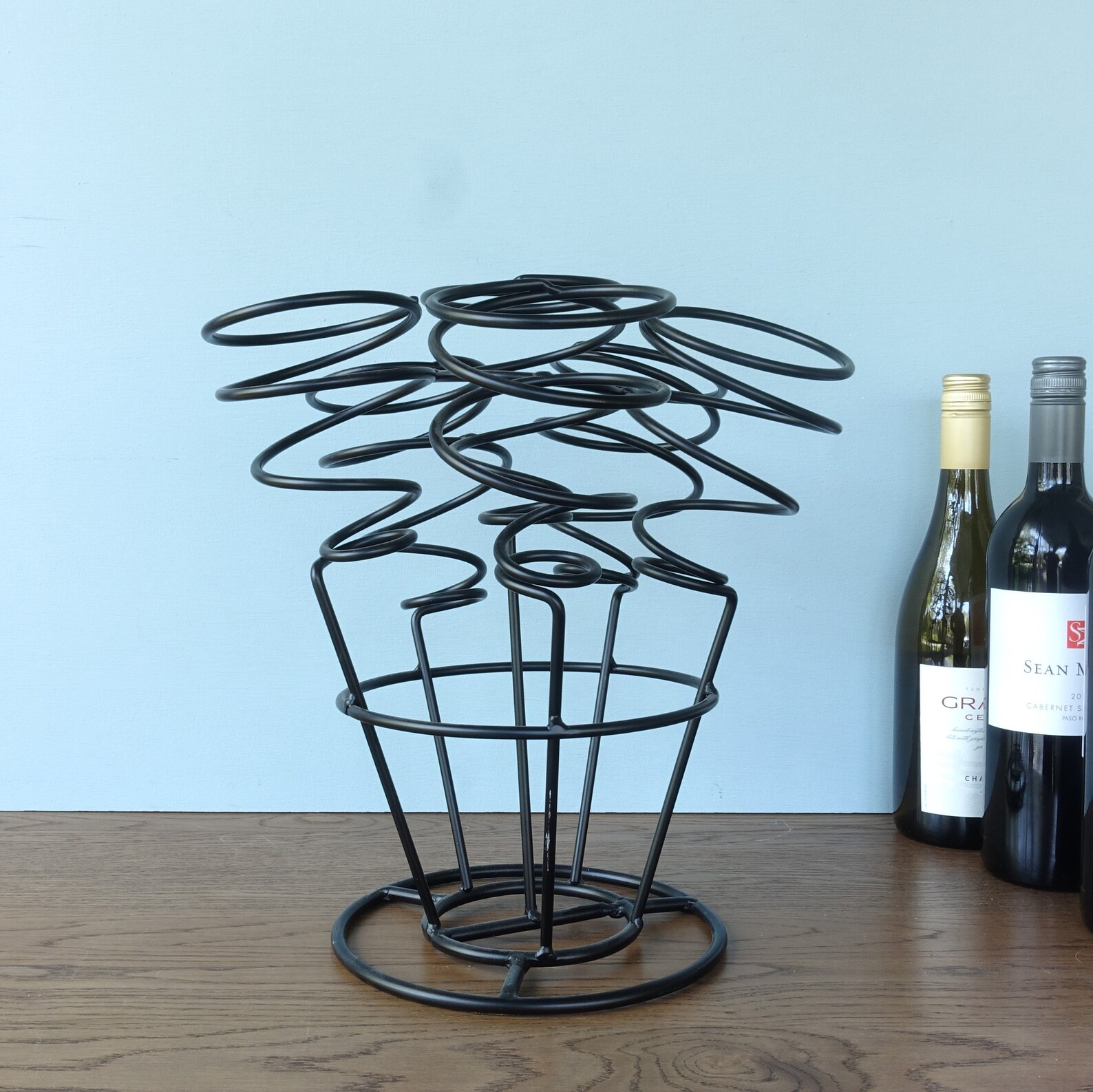 Countertop Black Metal Wine Rack Vintage Holds 6 Bottles Etsy