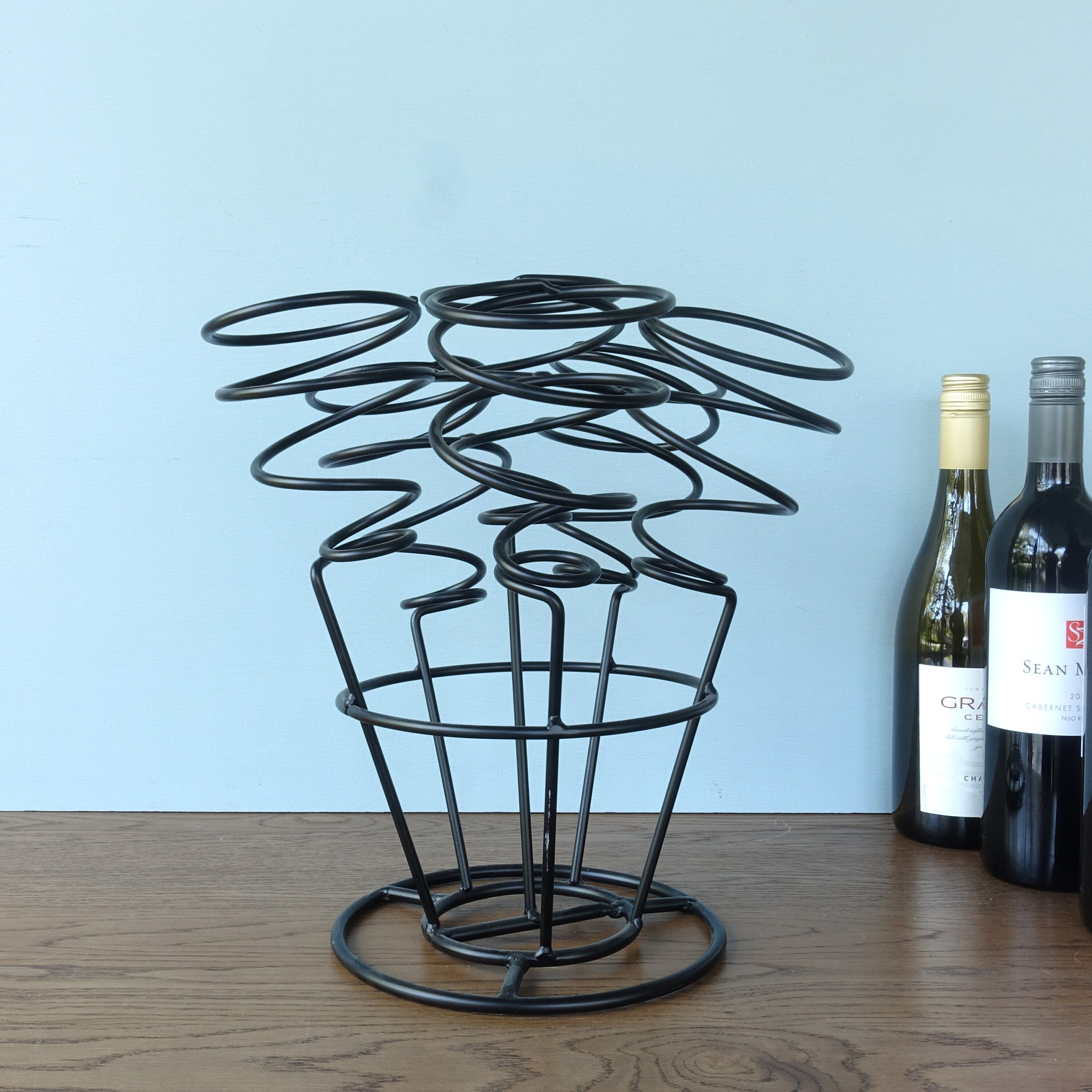 Countertop Black Metal Wine Rack Vintage Holds 6 Bottles Etsy