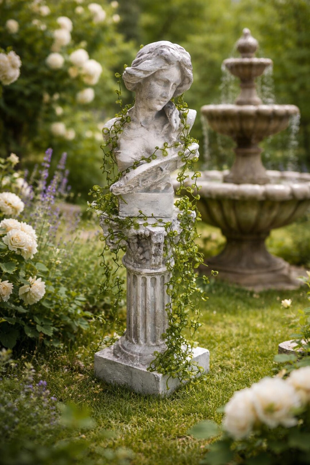 Mini Statues Hand-painted Miniature Garden Sculpture Bust: Vintage Dollhouse Decor ...