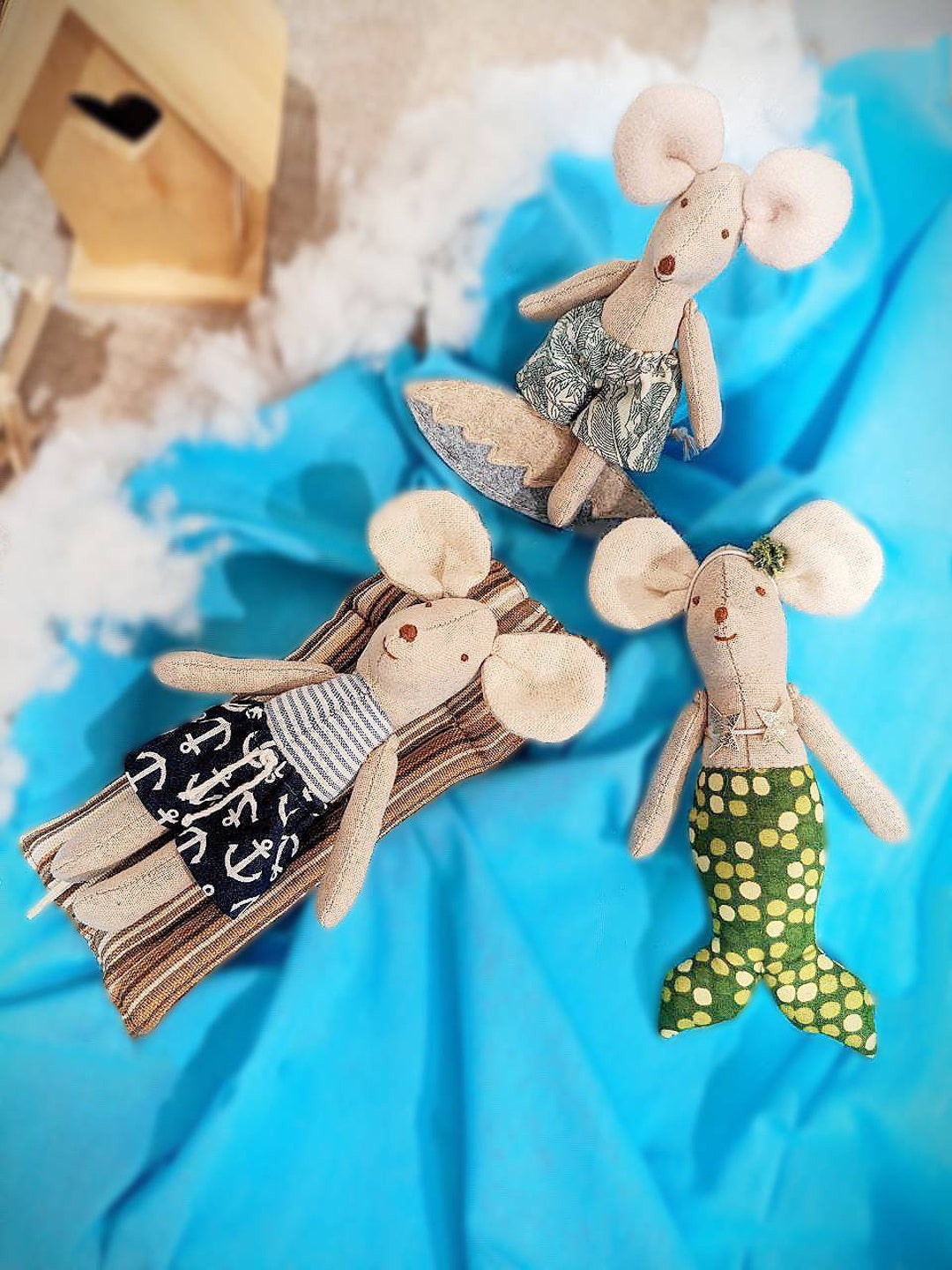 Dollhouse Mousemouse Mermaid Linen Mouse Toymouse Family Etsy