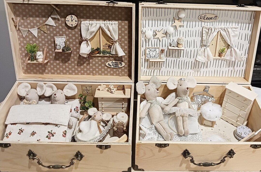 Maison De Poupée Valise - Salon - Échelle 1/24 - Fait Main - + 1 Playmobil
