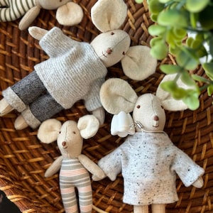 Mouse family dolls｜Linen mouse｜Dollhouse Mouse｜Cotton mouse｜Miniature dolls｜Mice stuffed doll｜Maileg Mice｜Tilda mouse｜Soft Mouse｜Fairy Mouse