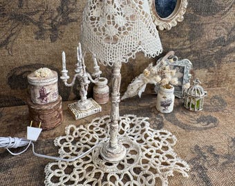 Vintage Miniature Dollhouse Floor Lamp1:12 |Shabby Chic French Dollhouse Decor