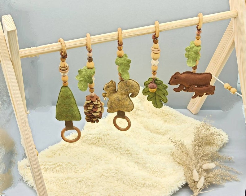 Woodland Baby Gym Hanging Baby Gym Toys Set Forest Animal Etsy