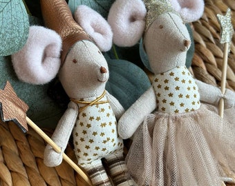 Fairy Mouse Dollhouse Mouse｜Linen mouse toy｜Mouse family doll｜Cotton mouse｜Maileg｜Mice stuffed doll｜Tilda mouse｜Mini Suitcase｜Mice toy