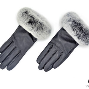 Real Rex Fur Trimmed Touchscreen Leather Gloves