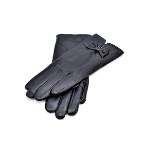 Women&#39;s Bow Detail Touchscreen Leather Gloves