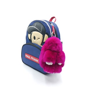 Porte-clés lapin duveteux pour enfants en fourrure véritable, breloque de sac moelleux pour cartable, animal à fourrure douce et incroyable, jouet en fourrure unique, cadeaux pour enfants