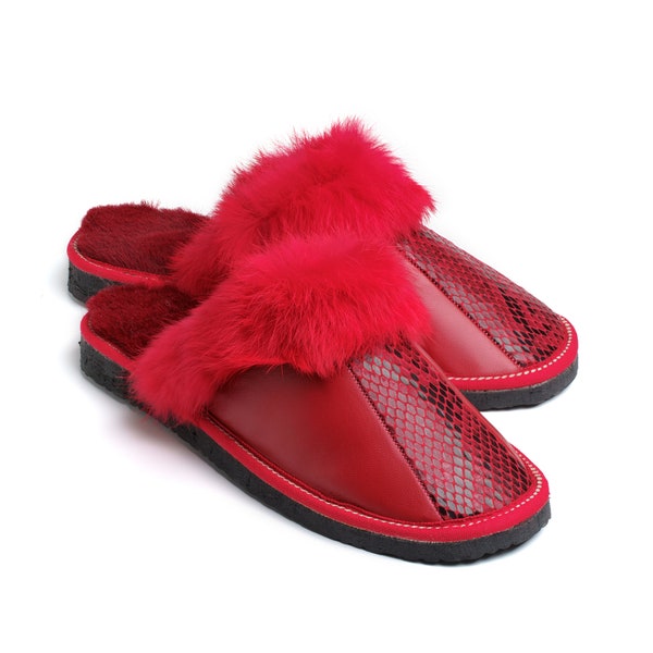 BEST SELLER Women FUR Warm Leather Slippers | Indoor Ladies Home Wool Mules | Fluffy & Cozy Gift for Her | Furry Flip Flop | 100% Sheepskin