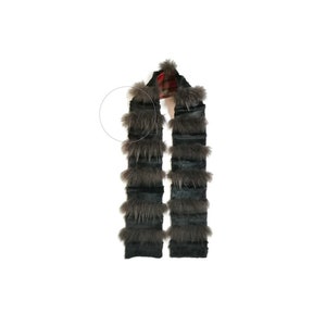 Fluffy REAL FOX & Rabbit Fur Scarf | Horizontal Stripe | Elegant Neck Warmer | Luxury Women Evening Accessories  | Winter Warm Scarf for Her