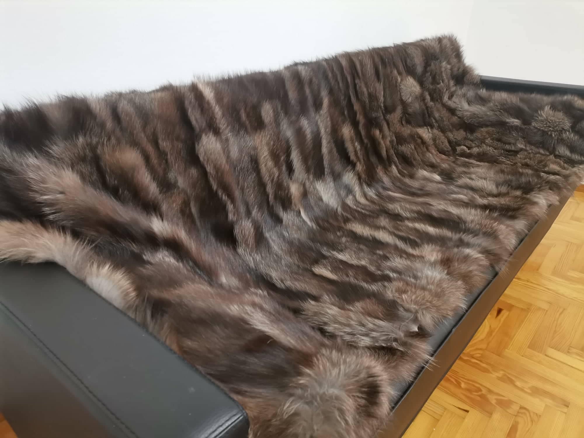 Large Throw REAL Fur Blanket Natural Silver Crystal Fox Fur Sofa Throw Cover Luxury Living Room