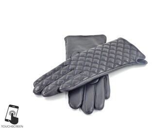 Quilted Touchscreen Leather Gloves