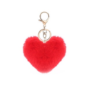 Niedlicher Pelzbommel | Herzförmige plüschige Kugeln Figur | Achter Verschluss Schlüsselanhänger Fell Schlüsselanhänger Pom Pom | Zubehör für Taschen | Handgefertigt