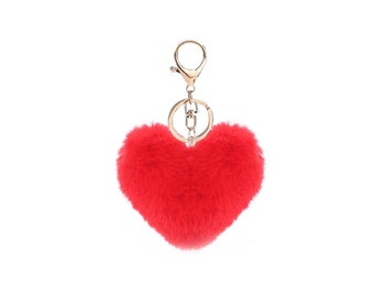 Heart Fur Pompom Keychain | Rex Rabbit, Handmade