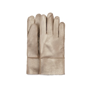 ハンドメイドシープスキンムートングローブ｜ゴールドグリッターファー裏地付き冬用グローブ