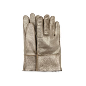 Sheepskin Shearling Fur Lined Gloves | Women Gold Glitter Gloves | Warm & Cozy Winter Gift for Her | 100% Fur Gloves | Fall Ladies Gift