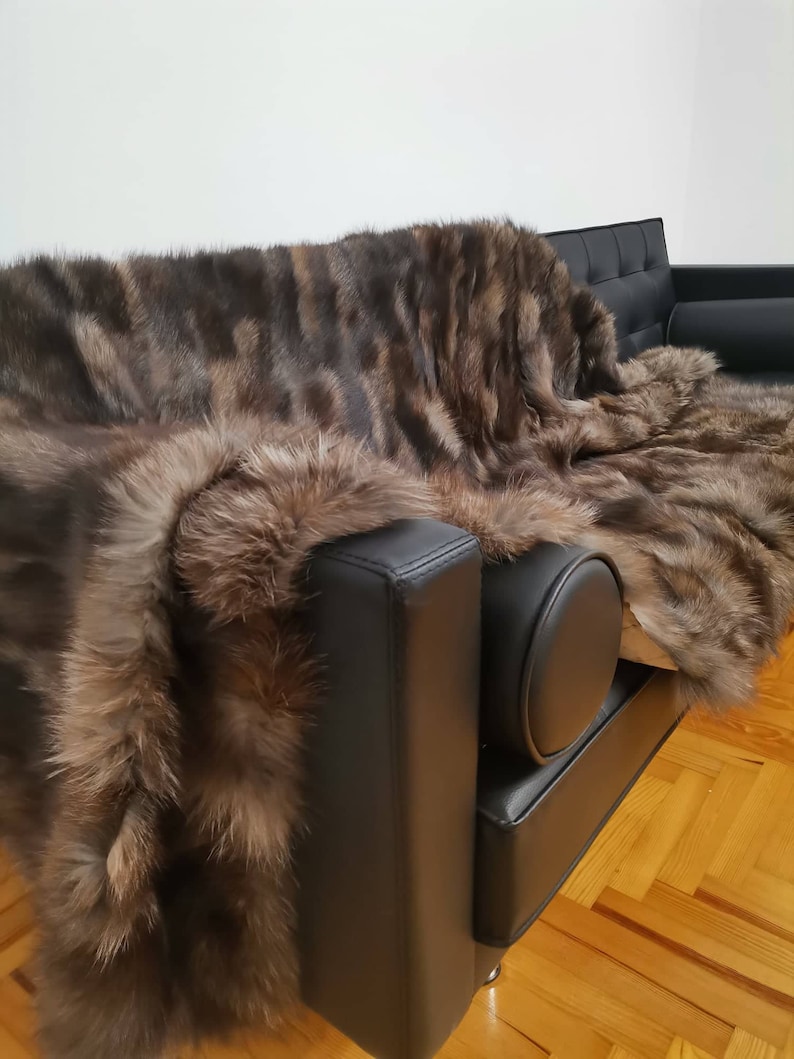 Large Throw REAL Fur Blanket Natural Silver Crystal Fox Fur Etsy