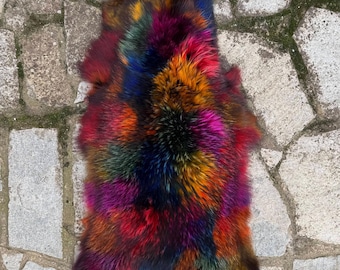 Genuine Raccoon Fur Pelt: Multicolor Rug, Home Decor (70cm)