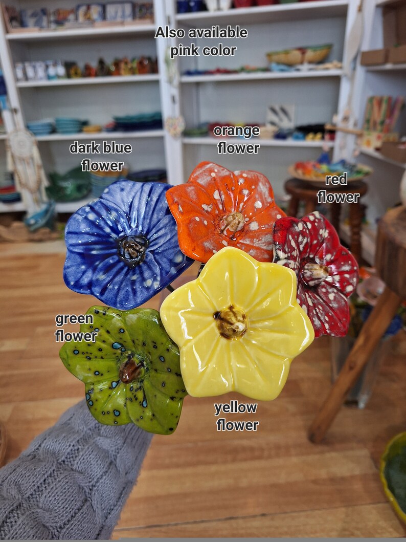 Amazing Ceramic Flowers Best Seller in Our Shop Vivid Colors. Ceramic Poppy Flower. image 7