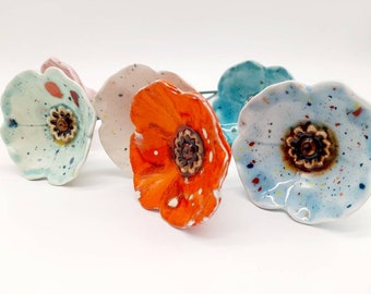 ¡Increíbles flores de cerámica! ¡¡El más vendido en nuestra tienda!! Colores vívidos. Flor de amapola de cerámica.