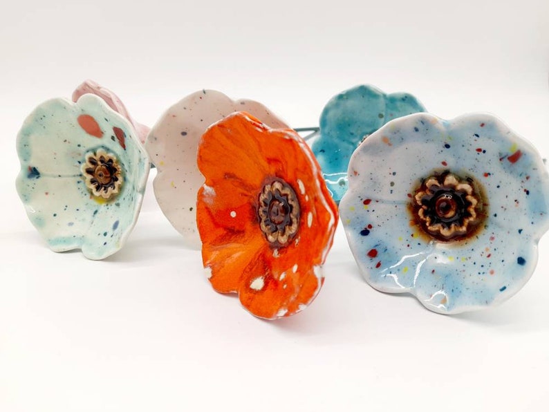 Amazing Ceramic Flowers Best Seller in Our Shop Vivid Colors. Ceramic Poppy Flower. image 1