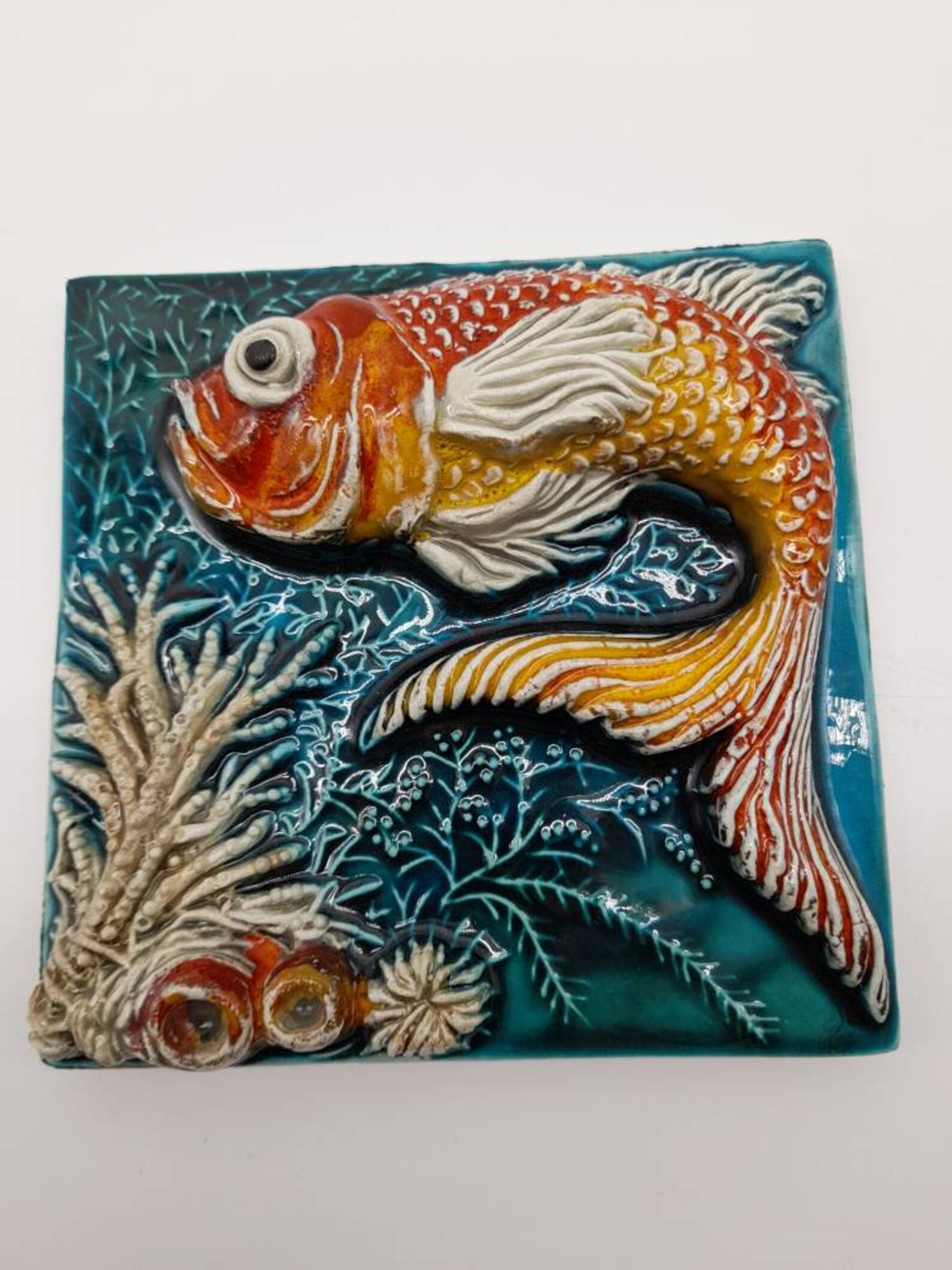 3D animal tile. High Relief Handmade ceramic tile. Portuguese Etsy