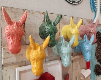 Ceramic Animal head. CERAMIC Donkey, Portuguese handmade animal head,Head Wall Art Copy
