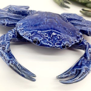 Ceramic Green Crab. Hanging wall Crab. Crab wall decor. Portuguese Ceramics. Velvet swimming crab