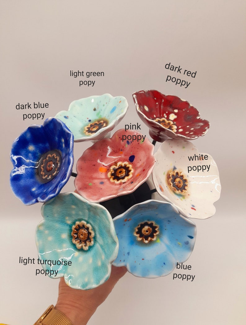 Amazing Ceramic Flowers Best Seller in Our Shop Vivid Colors. Ceramic Poppy Flower. image 3