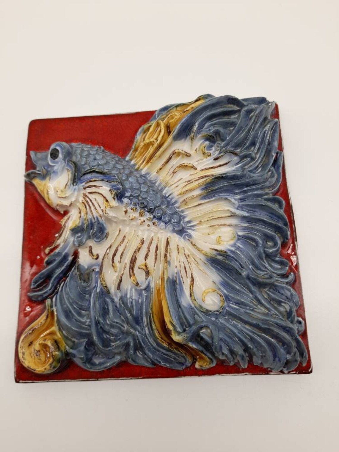 3D animal tile. High Relief Handmade ceramic tile. Portuguese Etsy