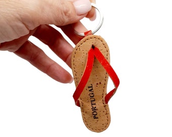 Flip flop Cork Keyring. Perfect Portuguese Cork Gift. Keyring. Portugal Keychains. Cork Keychain. Portugal Gifts.