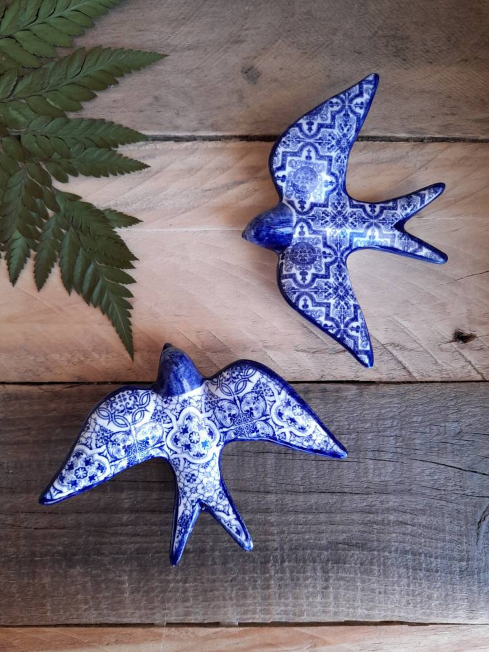 Set of 2 small swallows. Ceramic swallow. Decor. Portuguese Etsy
