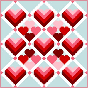Pointedly Romantic PDF Quilt Pattern with hearts