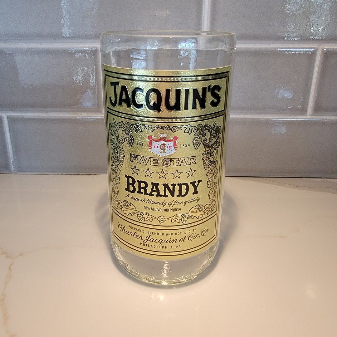 Jacquin's Brandy 1L Hand Cut Upcycled Liquor Bottle Candle Choose Your