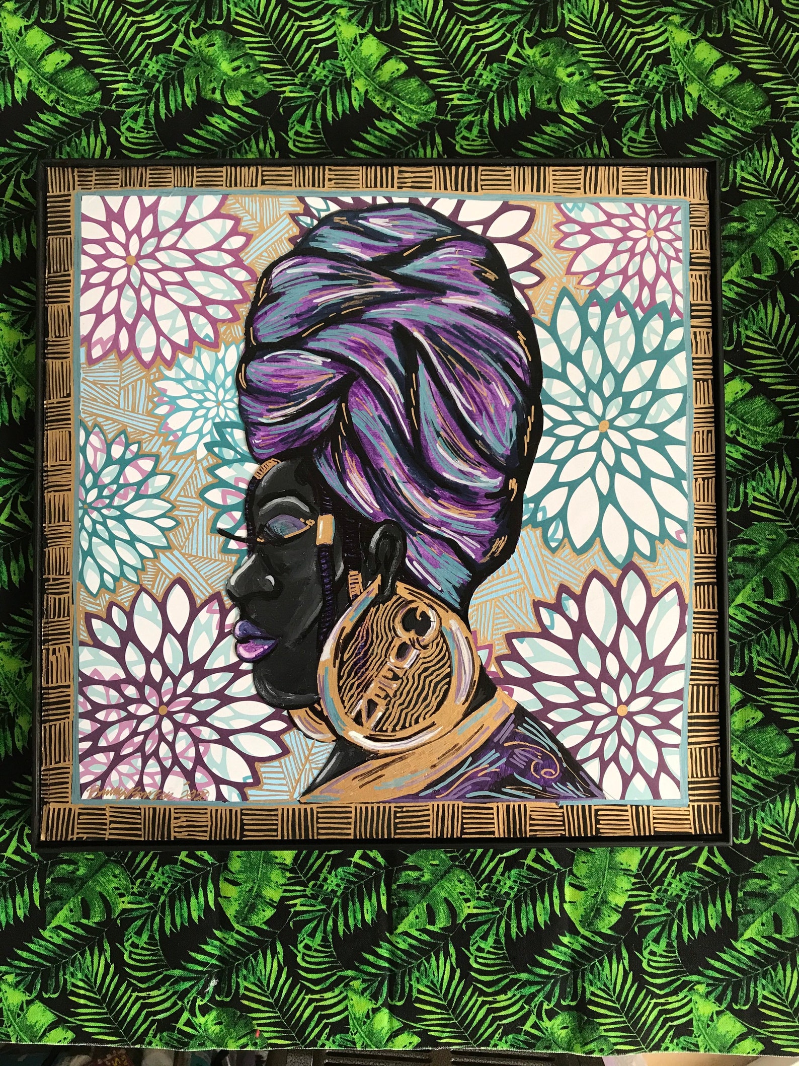 African American Woman Mixed Media Art Afrocentric Decor Etsy