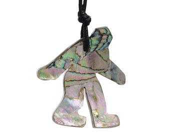Handmade Abalone Shell Sasquatch Bigfoot Necklace