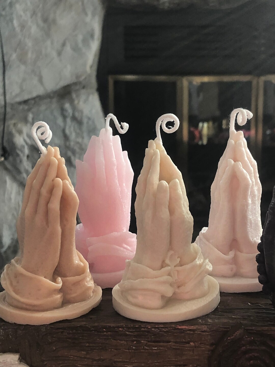 Set 2 Hands. Candles Hands in Prayer. Handmade Candles. Hand Candles