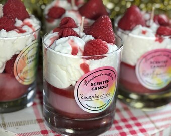 Dessert Candle Gift, Girlfriend Gifts, Mom Gifts, Wife Gifts, Anniversary Gifts, Candles Dessert raspberry and strawberry