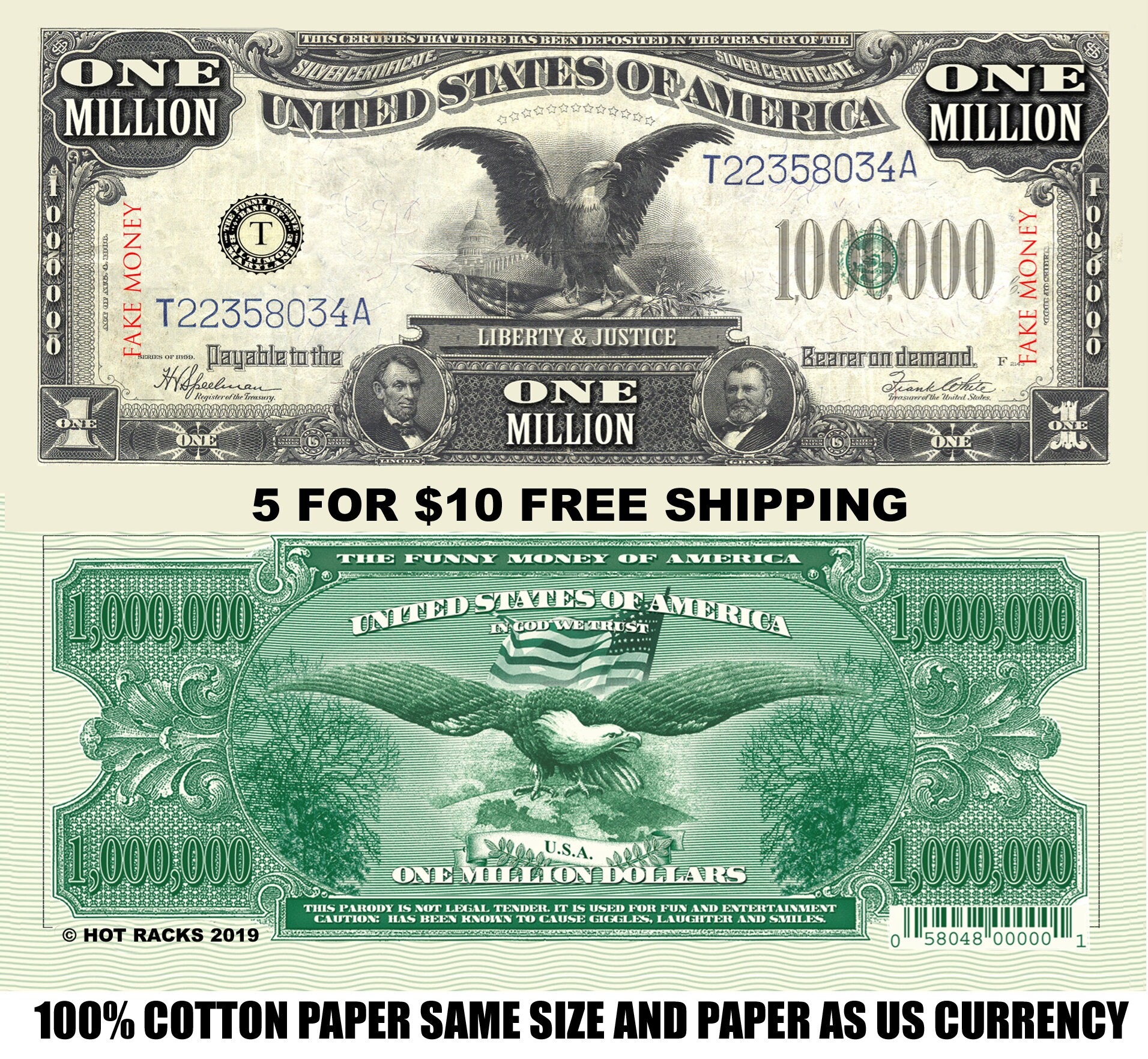 Five 1 Million Dollar Bills Novelty Money Etsy