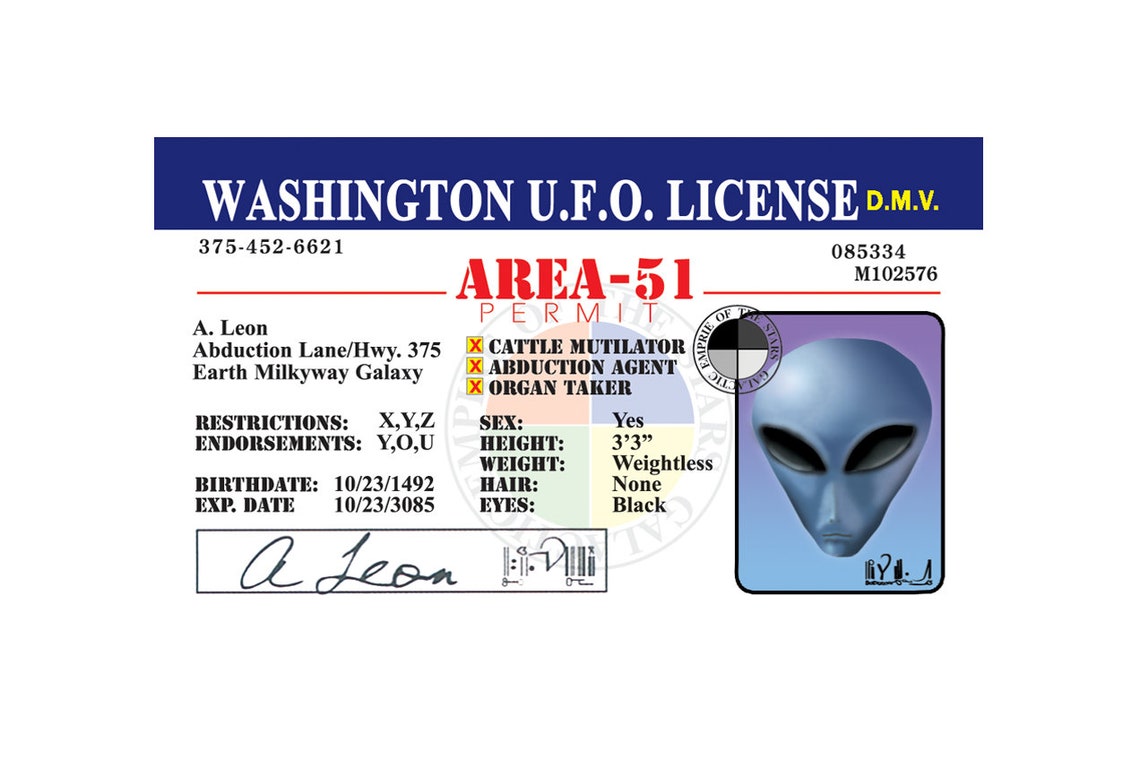 Alien Drivers License Printable